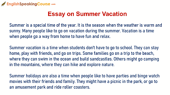 essay on summer vacation
